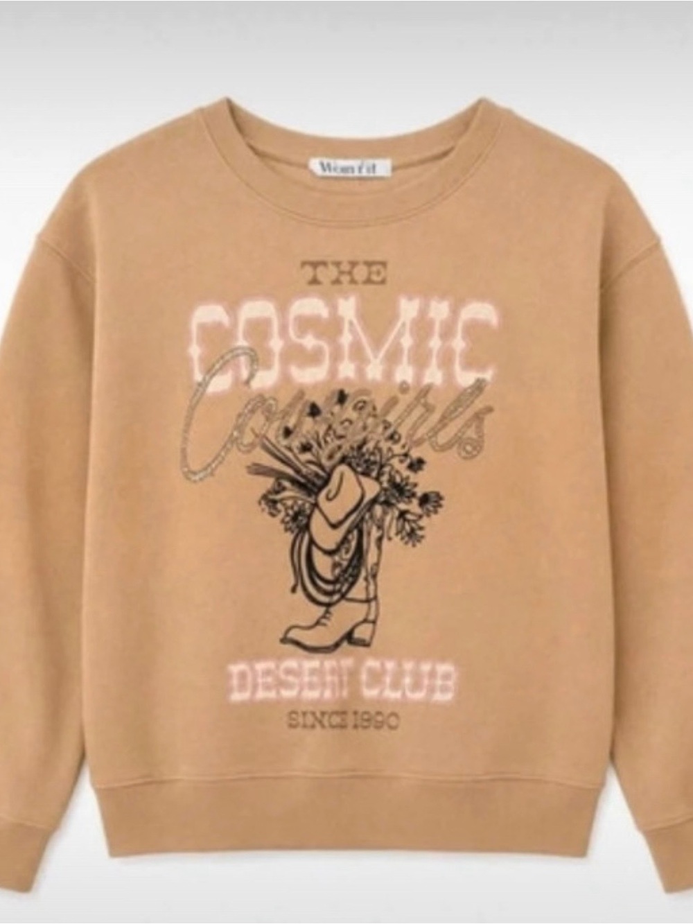 Wound Up Tan Crewneck Sweatshirt with Desert Club Graphic